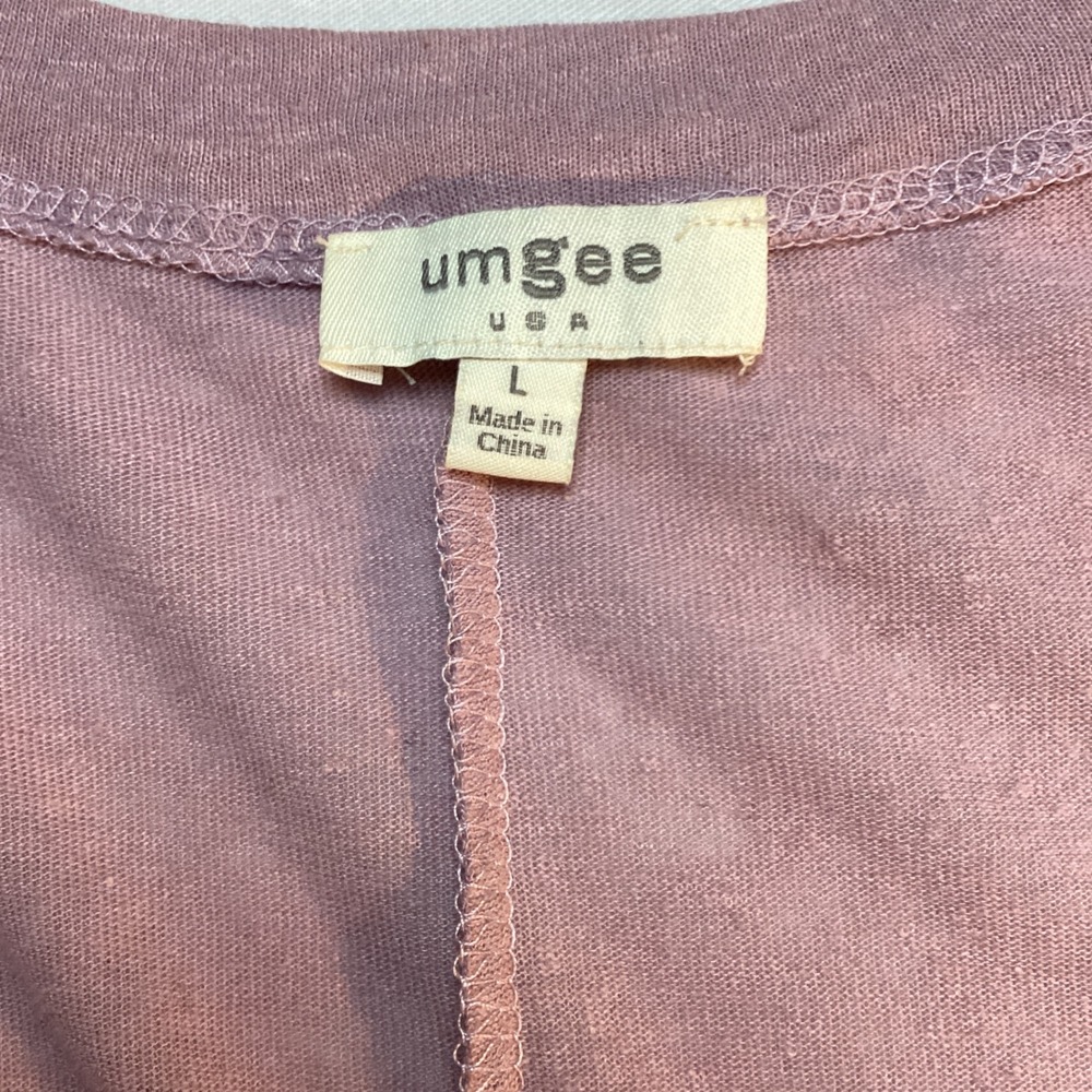 Umgee Linen Blend Tunic Dress Womens Large Purple Boho Minimalist Tiered Ruffle - Picture 3 of 7